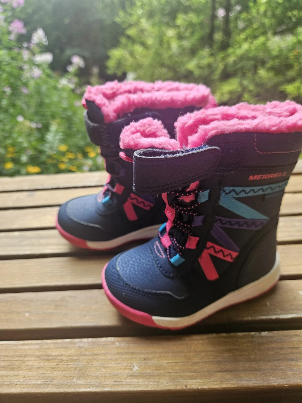 Merrell Kids Navy Blue Pink Waterproof Snow Boots